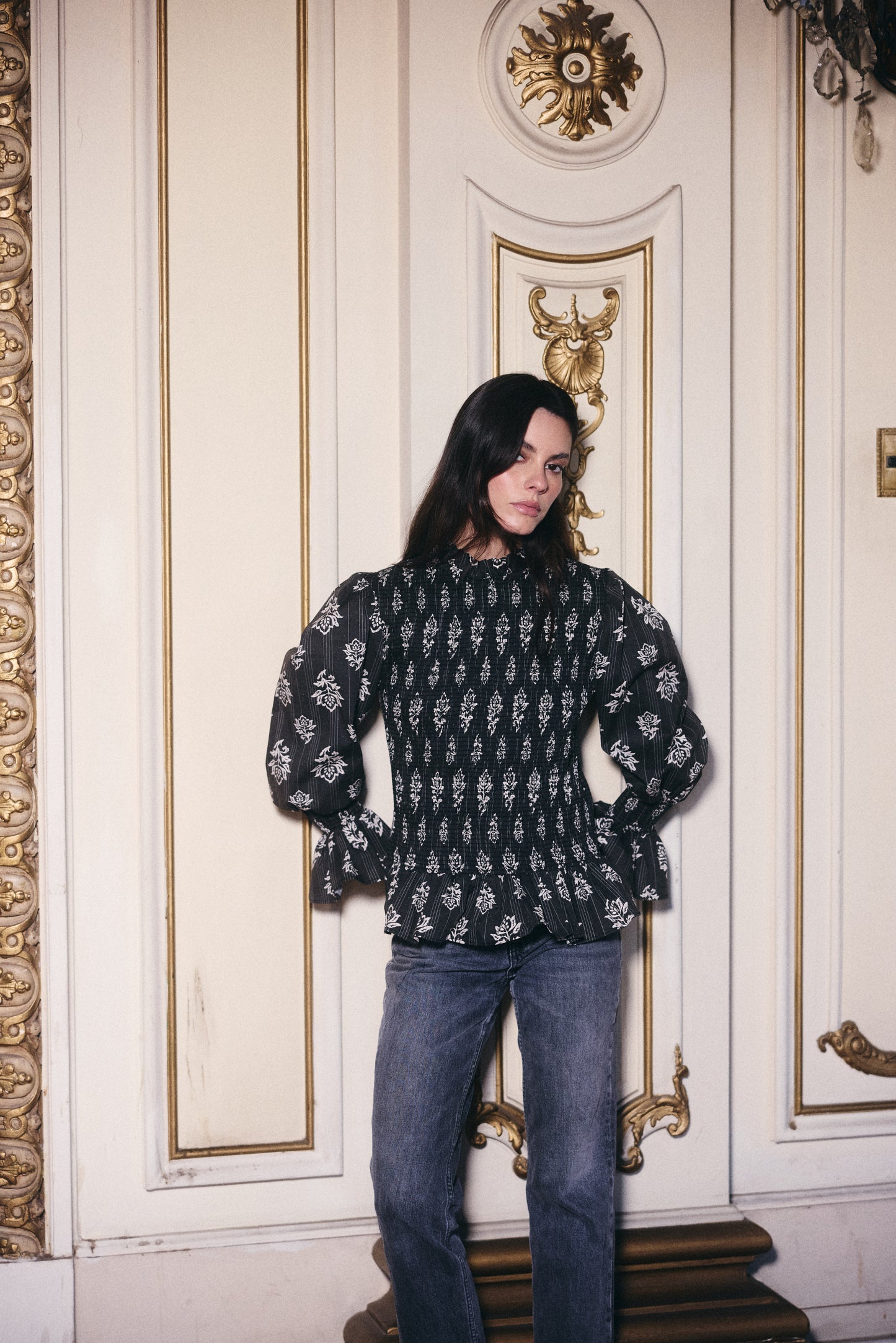 Blusa Ipanema estampado Negro con Blanco (PRE ORDER 20 ABRIL)