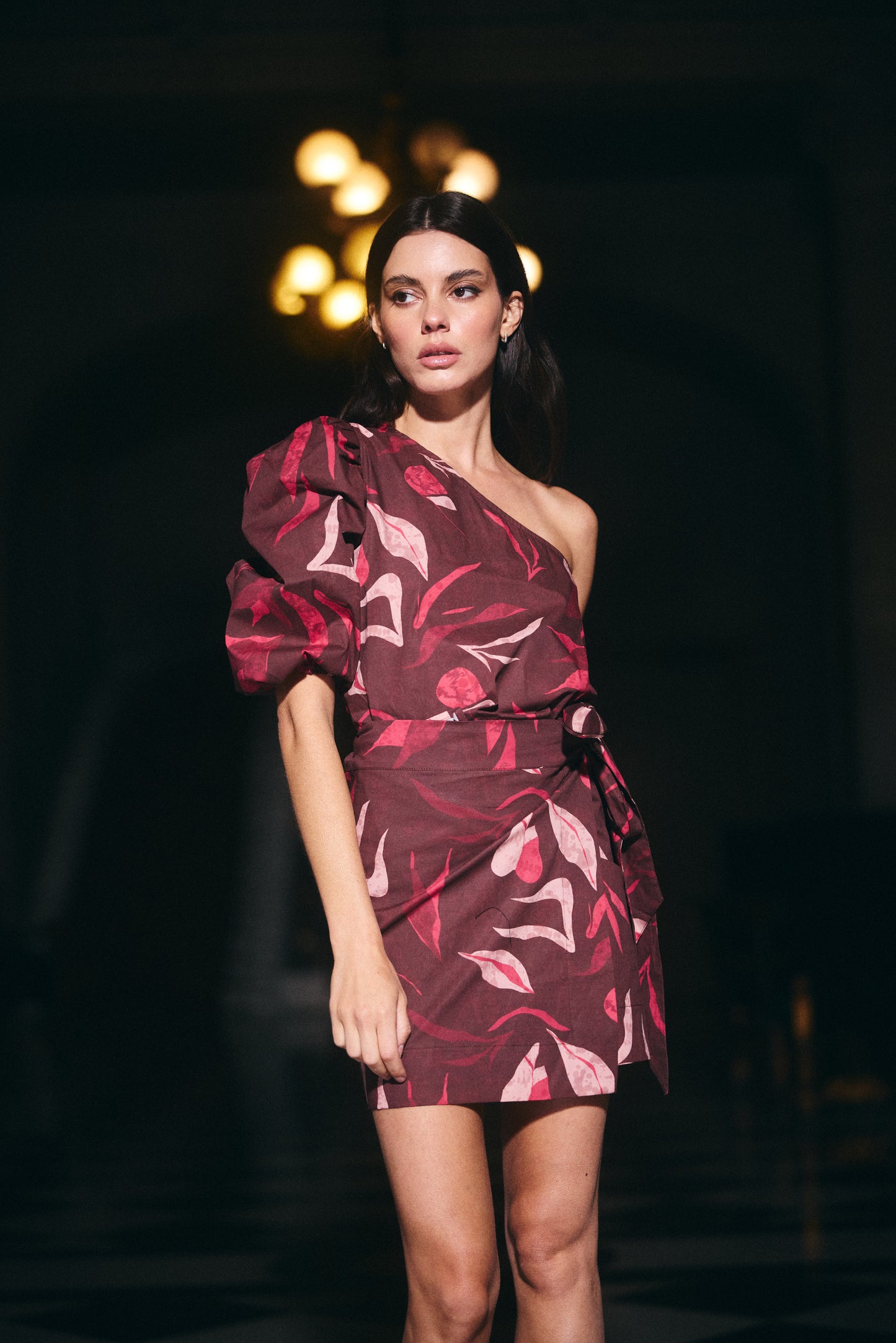 Falda Capadoccia Estampado Café con Rosado