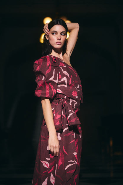 Blusa Mallorca Estampado Café con Rosado