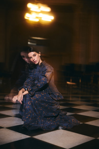 Blusa Ipanema estampado Azul con Café