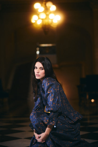 Blusa Ipanema estampado Azul con Café