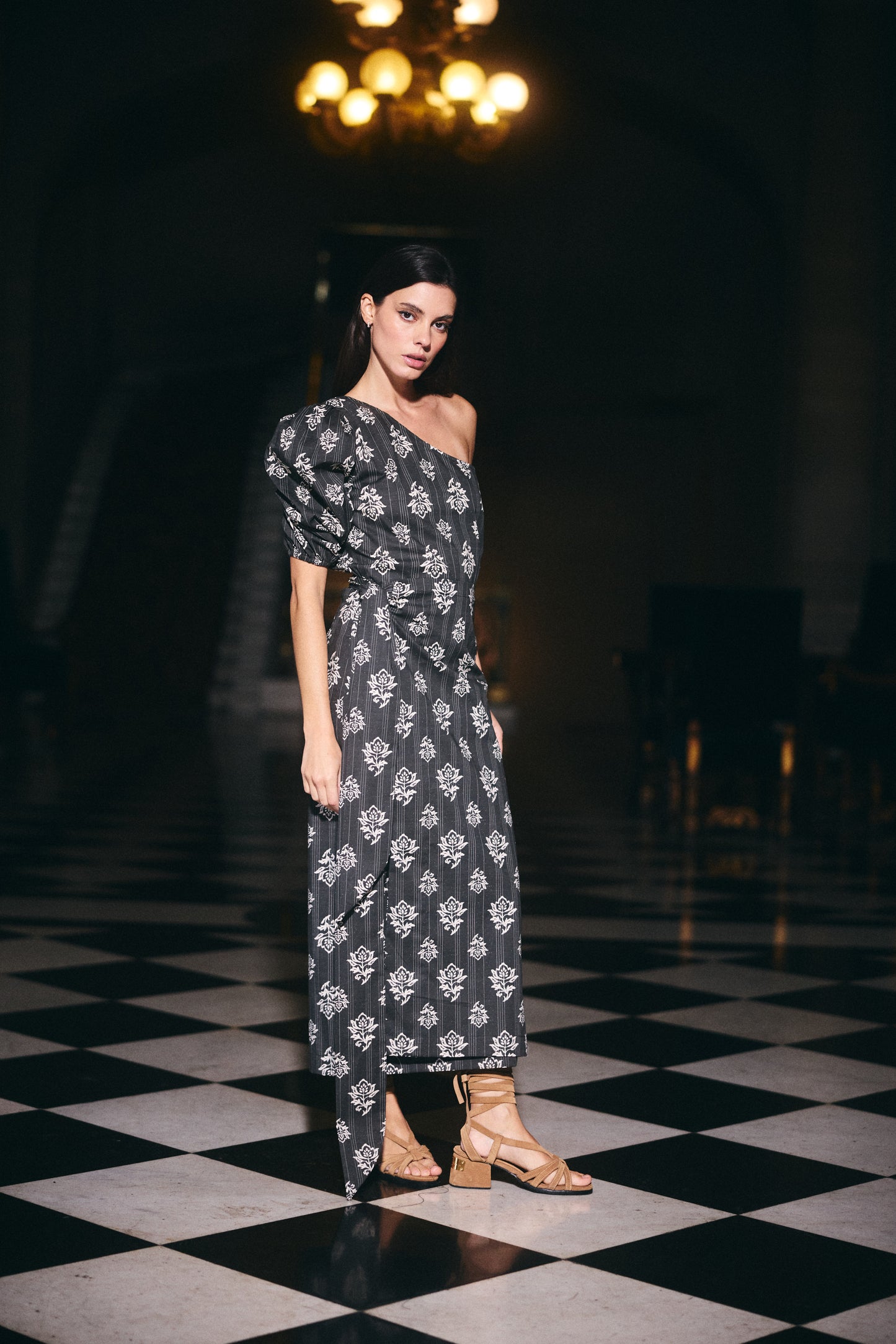 Falda Mallorca Estampado Negro con blanco