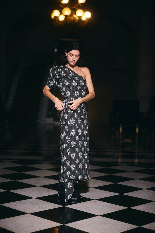 Falda Mallorca Estampado Negro con blanco