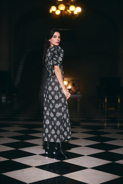 Falda Mallorca Estampado Negro con blanco