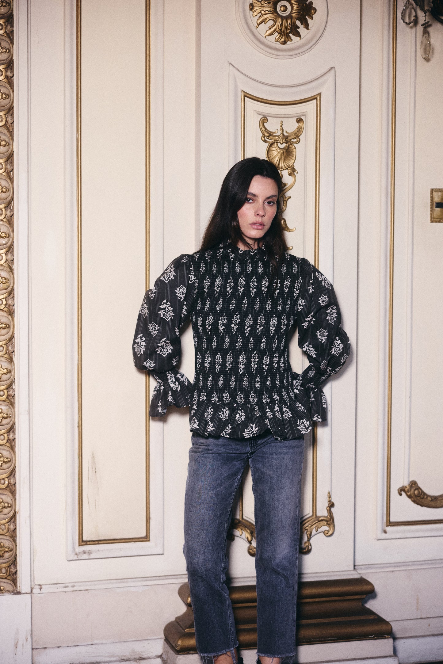 Blusa Ipanema estampado Negro con Blanco (PRE ORDER 20 ABRIL)