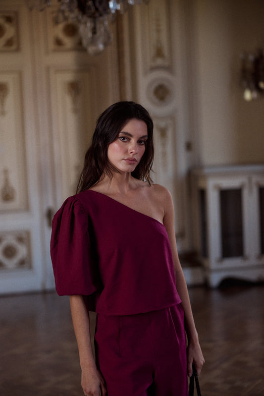 Blusa Mallorca solida Burgundy
