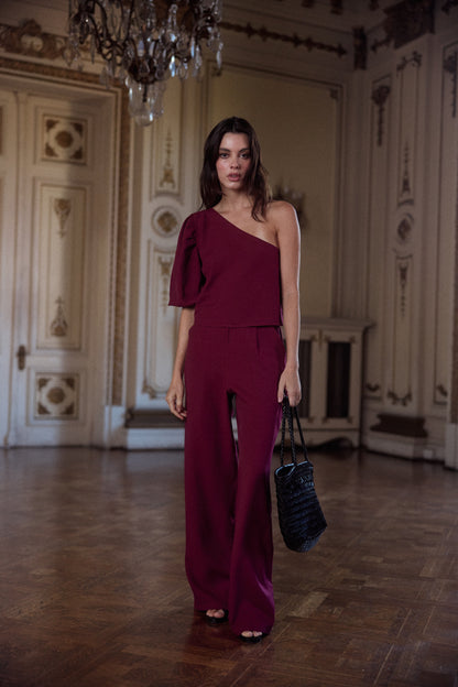 Pantalon Tulum solido Burgundy