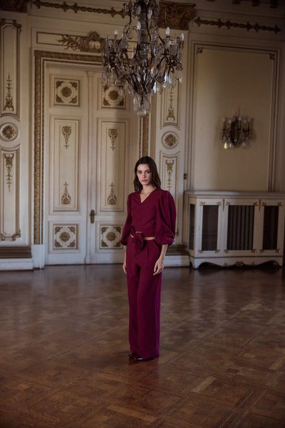 Blusa Mikonos Manga Larga Burgundy
