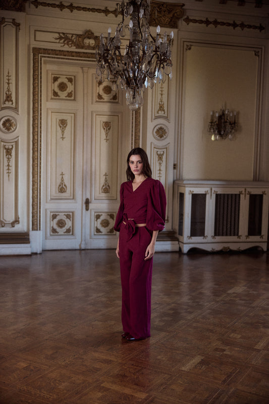 Blusa Mikonos Manga Larga Burgundy