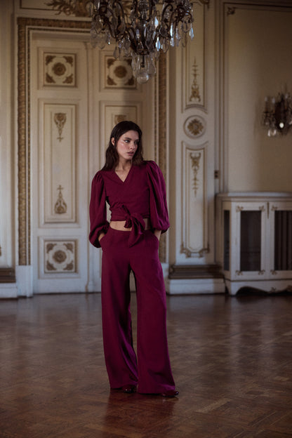Blusa Mikonos Manga Larga Burgundy