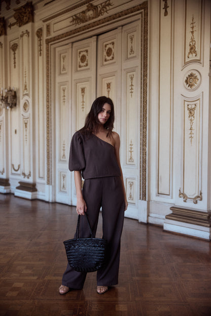 Blusa Mallorca solida Chocolate