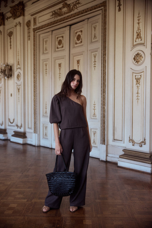 Blusa Mallorca solida Chocolate