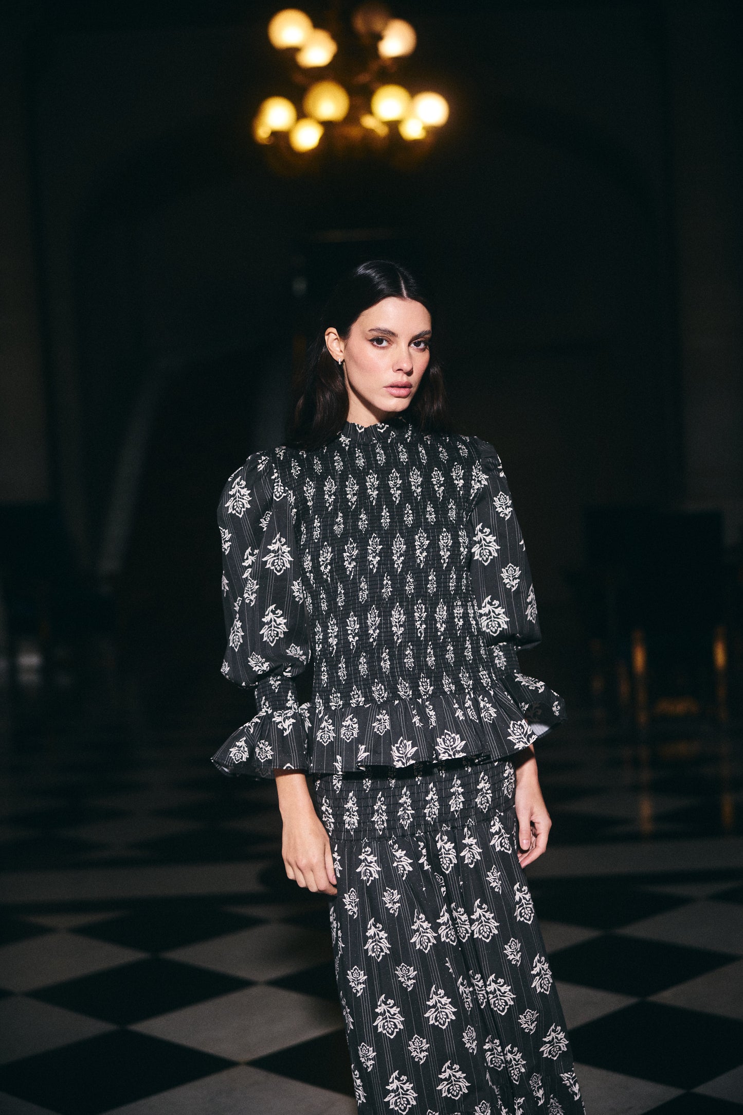 Blusa Ipanema estampado Negro con Blanco (PRE ORDER 20 ABRIL)