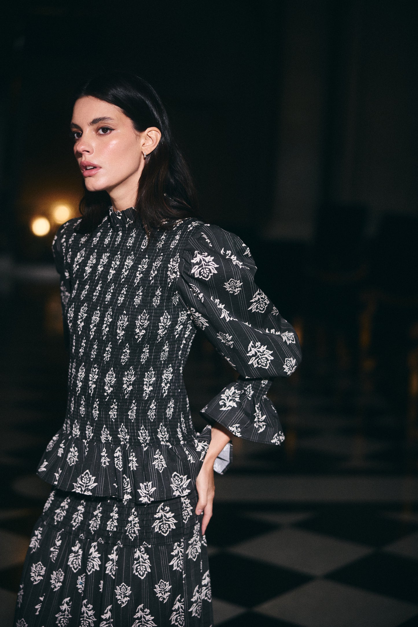 Blusa Ipanema estampado Negro con Blanco (PRE ORDER 20 ABRIL)