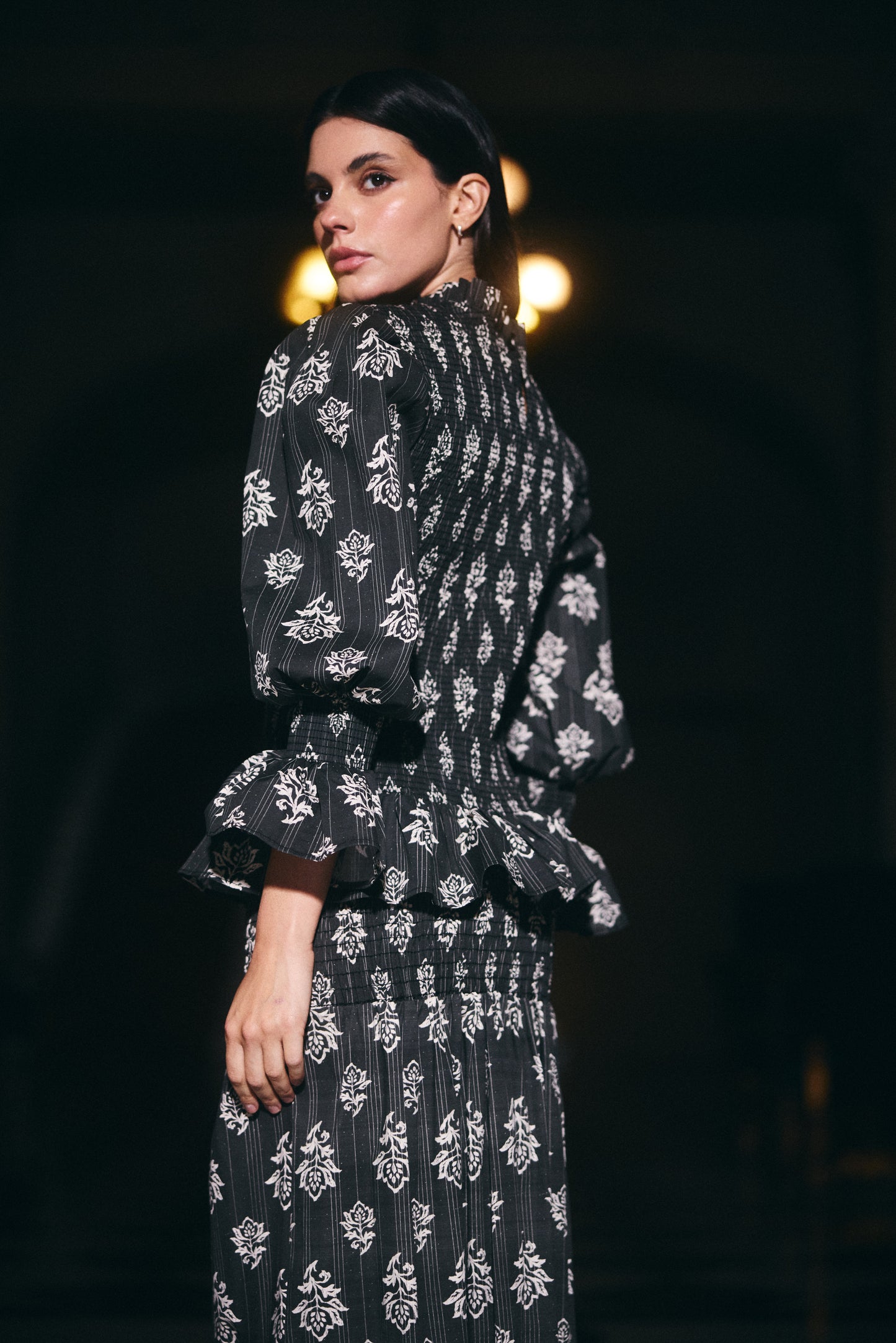 Falda Menorca Estampado Negro con Blanco