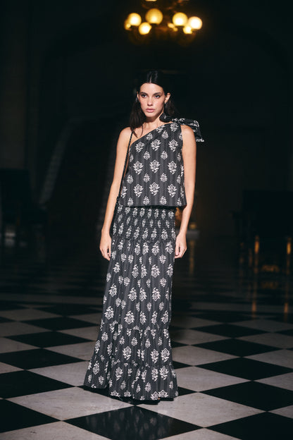 Top Bali Estampado Negro con blanco