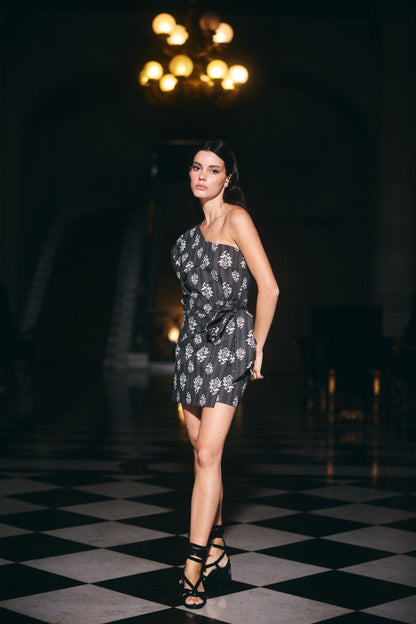 Falda Capadoccia Estampado Negro con Blanco