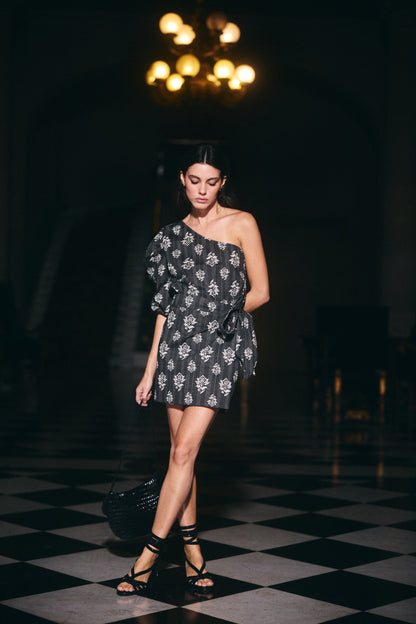 Falda Capadoccia Estampado Negro con Blanco