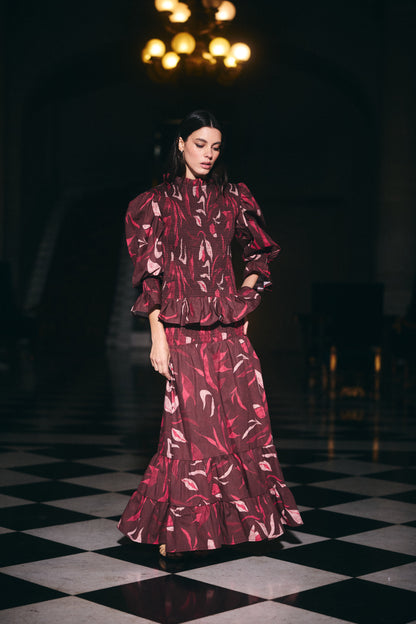 Blusa Ipanema estampado Café con Rosado