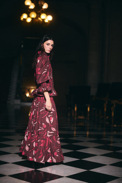 Blusa Ipanema estampado Café con Rosado