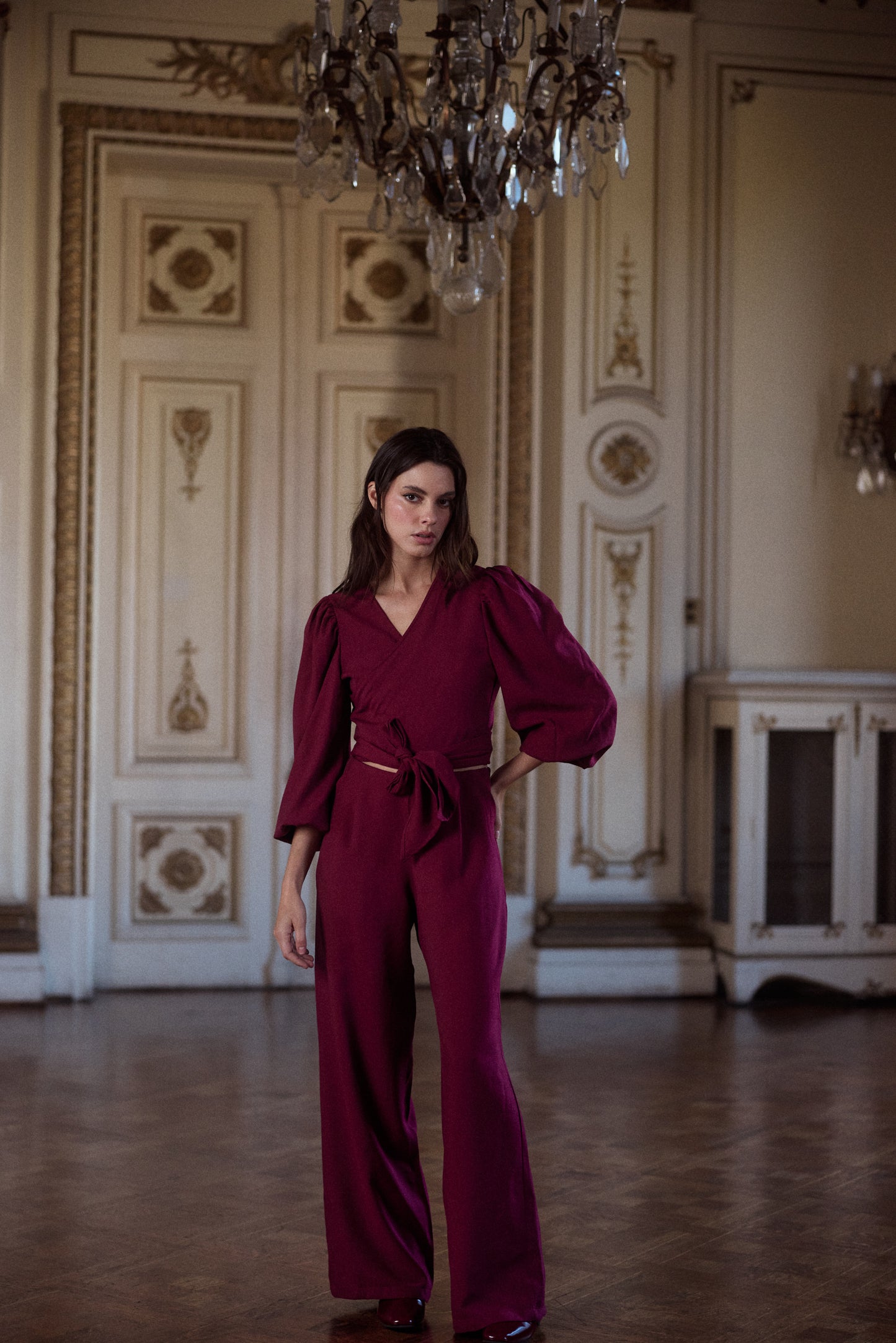 Pantalon Tulum solido Burgundy