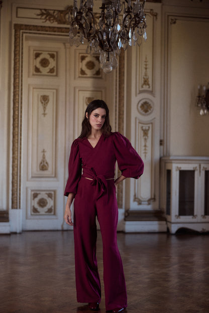 Pantalon Tulum solido Burgundy