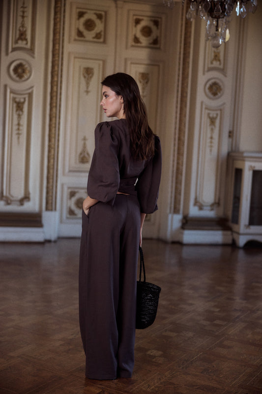 Pantalon Tulum solido Chocolate