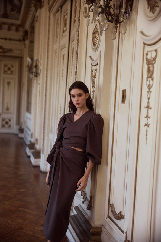 Blusa Mikonos Manga Larga Chocolate