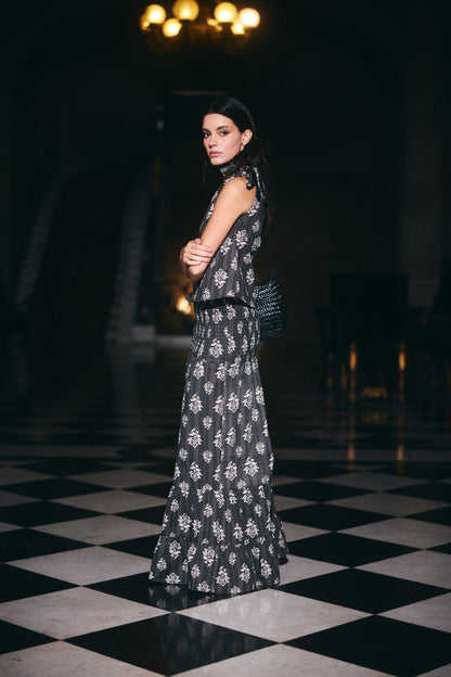 Falda Menorca Estampado Negro con Blanco