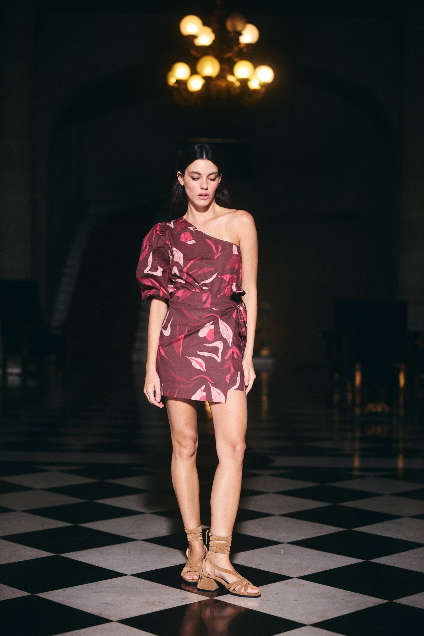 Blusa Mallorca Estampado Café con Rosado