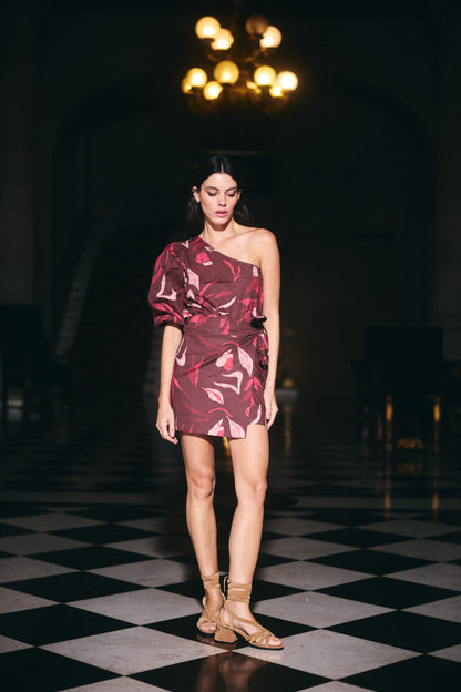 Blusa Mallorca Estampado Café con Rosado