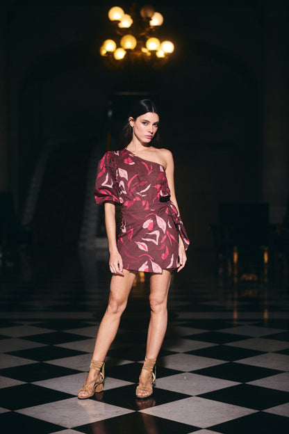 Blusa Mallorca Estampado Café con Rosado