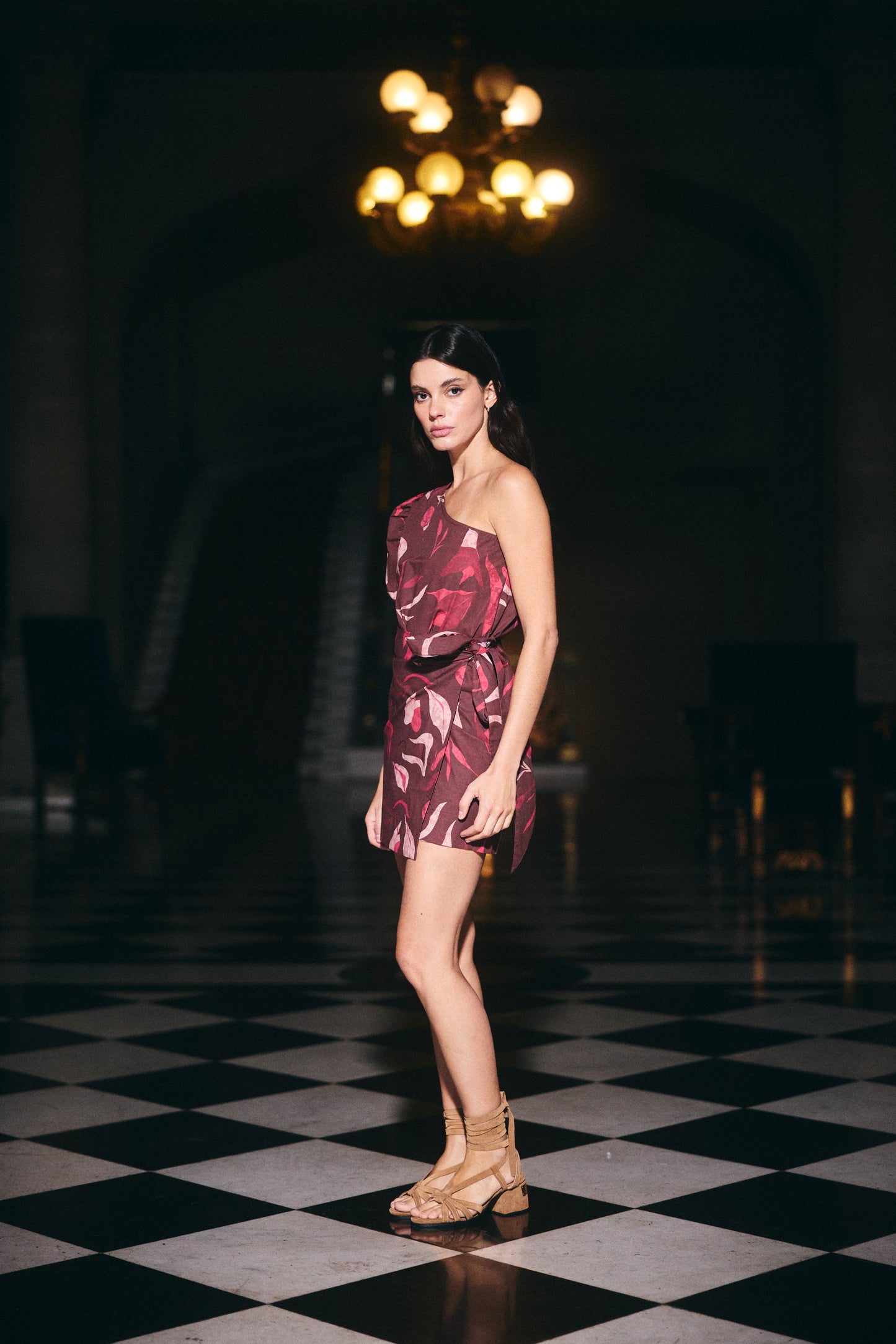 Blusa Mallorca Estampado Café con Rosado