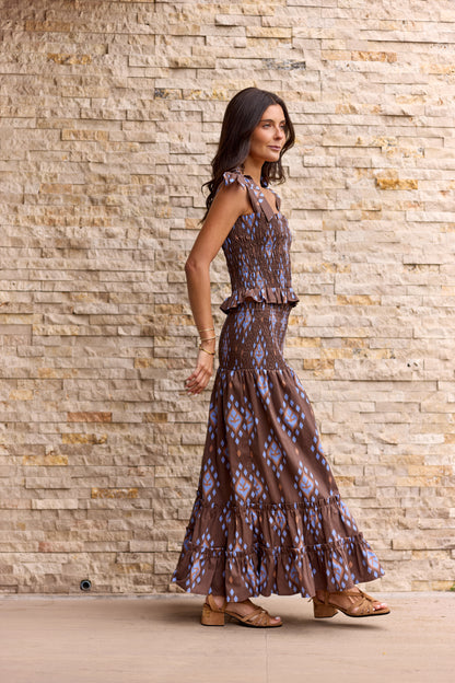 Falda Menorca Estampado Café (PRE ORDER ENTREGA 9 febrero)