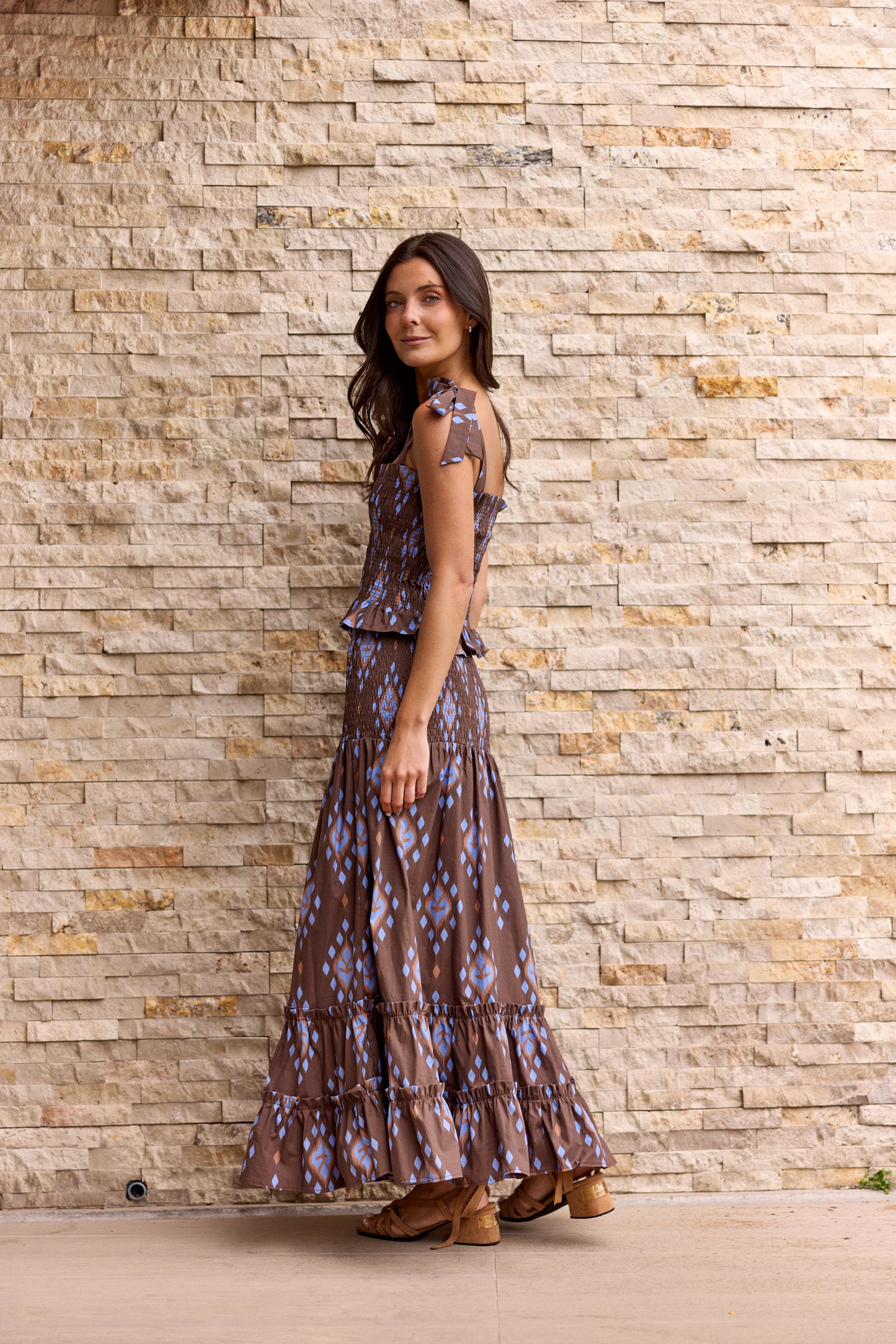 Falda Menorca Estampado Café (PRE ORDER ENTREGA 9 febrero)