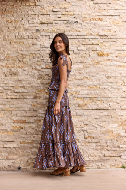 Falda Menorca Estampado Café (PRE ORDER ENTREGA 9 febrero)