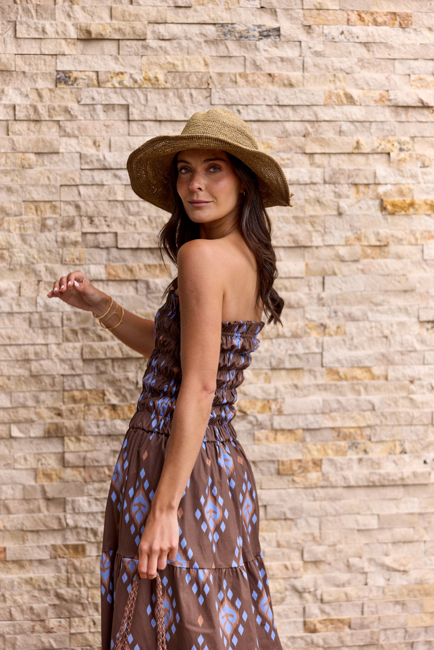 Vestido Capri Estampado Café (PRE ORDER ENTREGA 9 febrero)