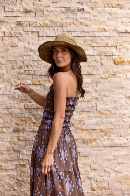 Vestido Capri Estampado Café (PRE ORDER ENTREGA 9 febrero)