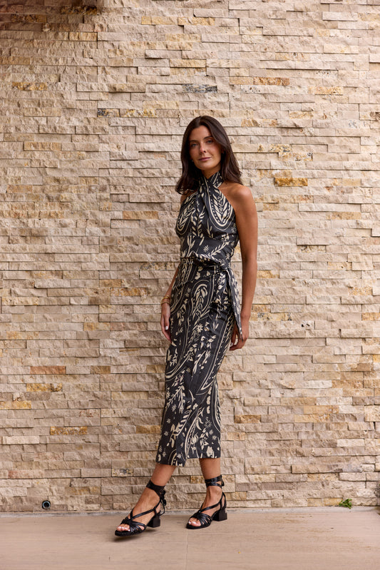 Falda Mallorca Estampado Negro