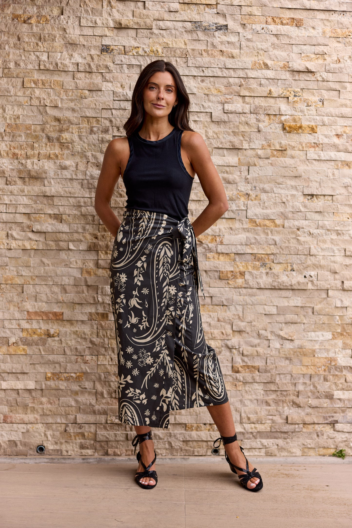 Falda Mallorca Estampado Negro