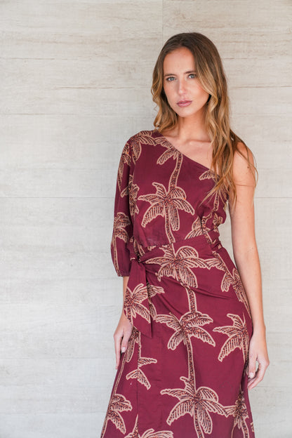 Falda Mallorca Estampado Burdeo con Café (PREVENTA ENTREGA 15 OCT)