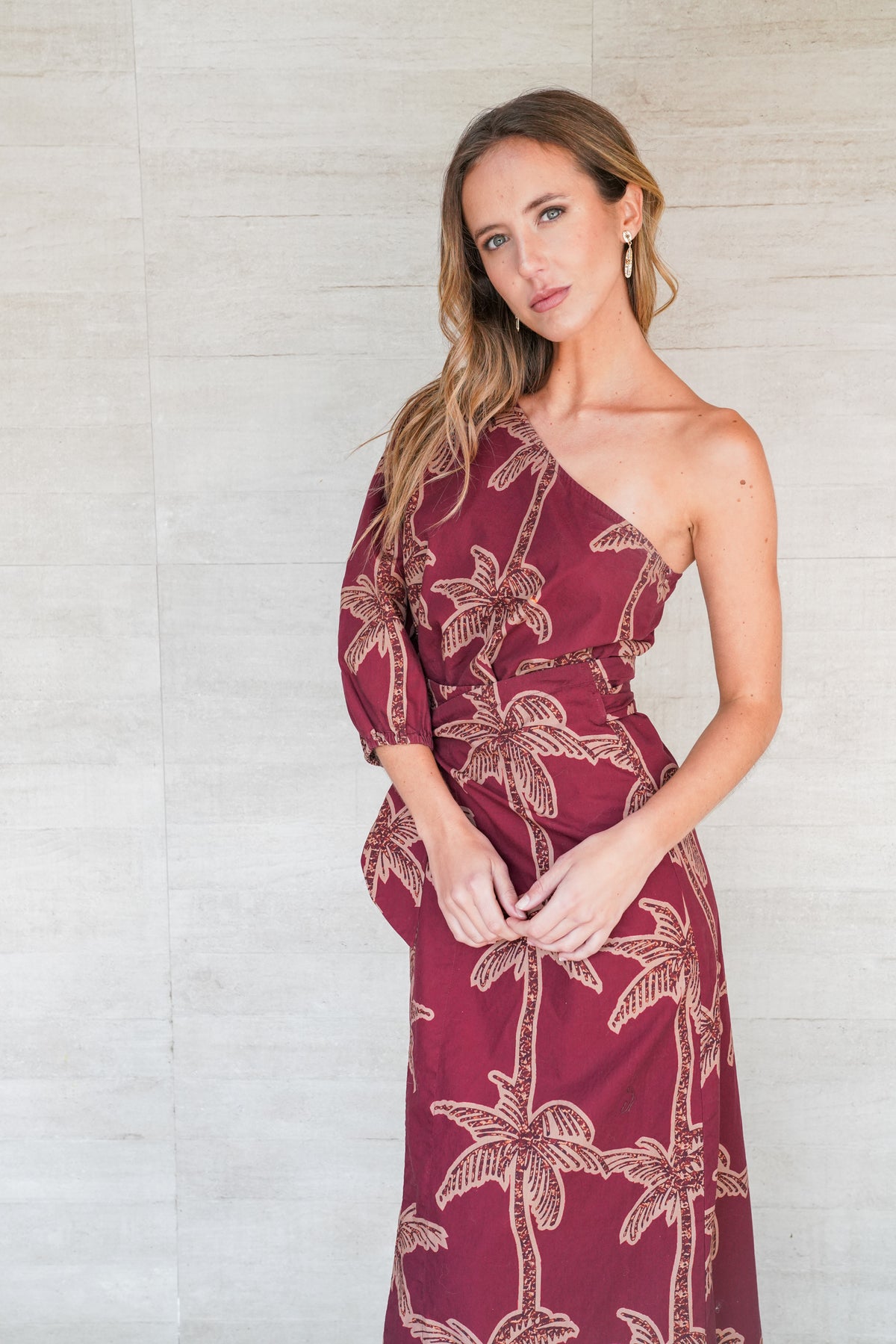 Blusa Mallorca Estampado Burdeo con Café (PREVENTA ENTREGA 15 OCT)