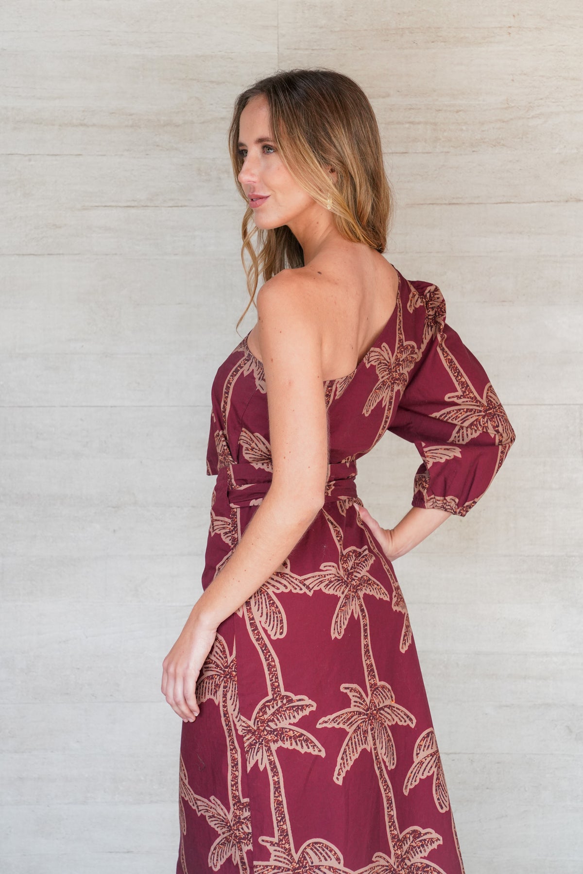 Blusa Mallorca Estampado Burdeo con Café (PREVENTA ENTREGA 15 OCT)