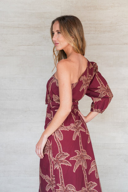 Blusa Mallorca Estampado Burdeo con Café (PREVENTA ENTREGA 15 OCT)