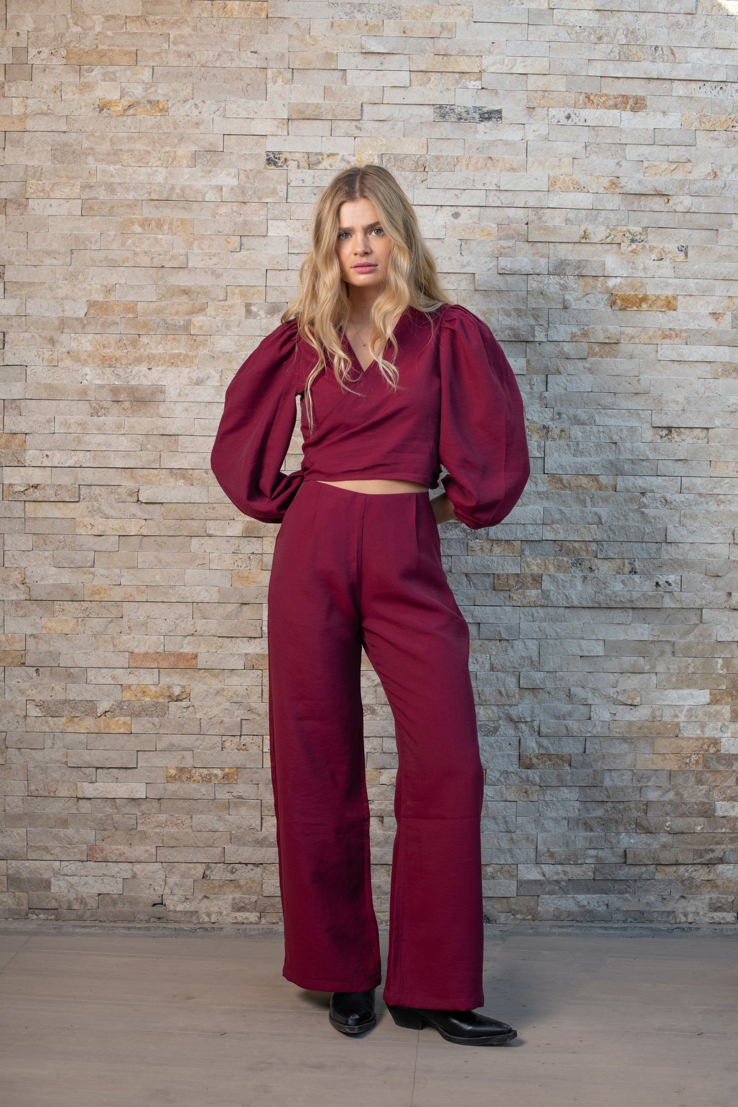 Blusa Mikonos Manga Larga Burgundy