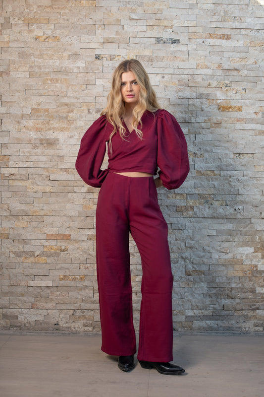 Blusa Mikonos Manga Larga Burgundy