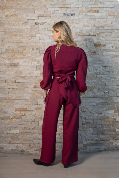 Pantalon Tulum solido Burgundy