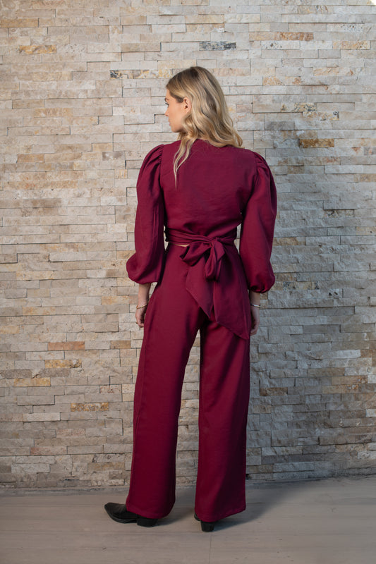 Pantalon Tulum solido Burgundy
