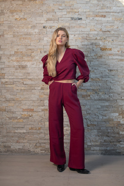 Blusa Mikonos Manga Larga Burgundy