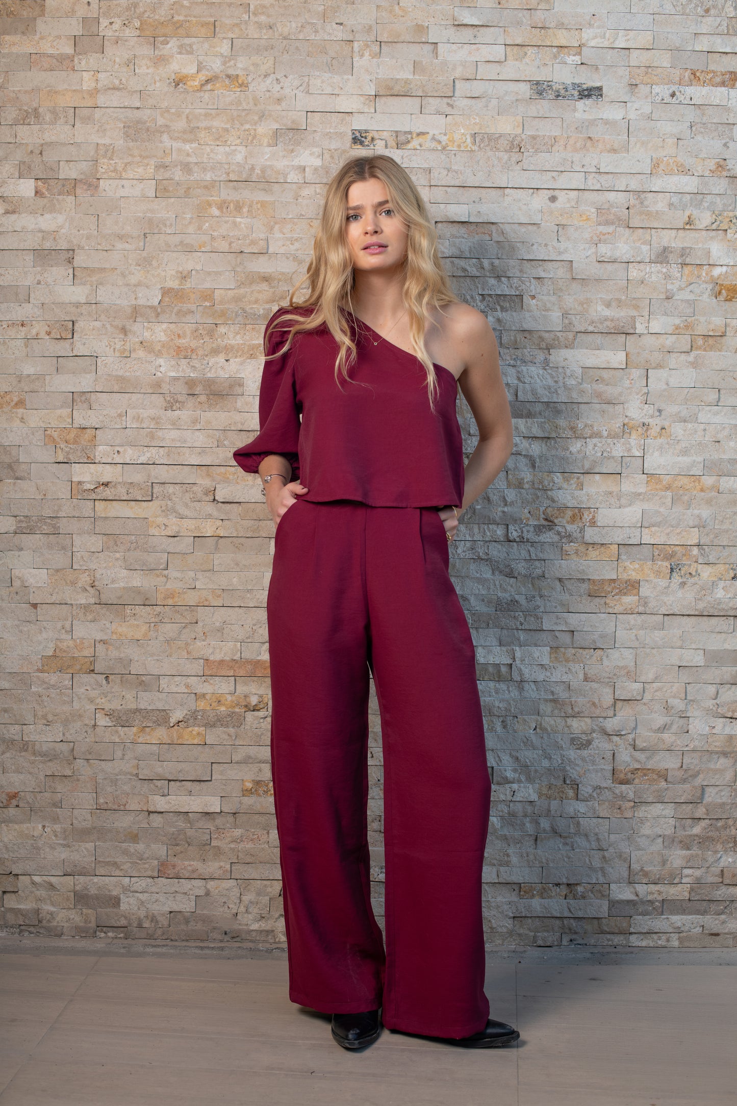Blusa Mallorca solida Burgundy